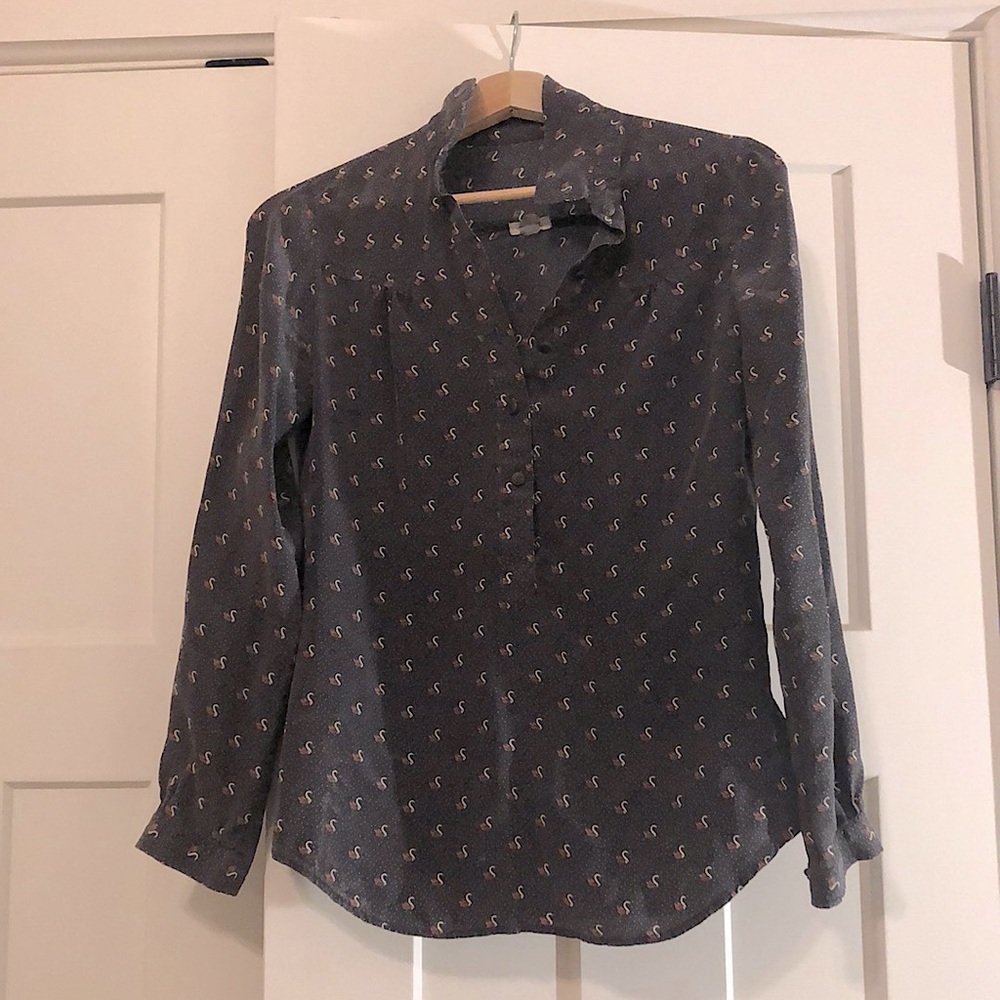 Fossil silk swan blouse. Size XS